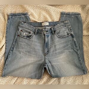 Abercrombie & Fitch Mom High Rise Light Blue Cropped Jeans